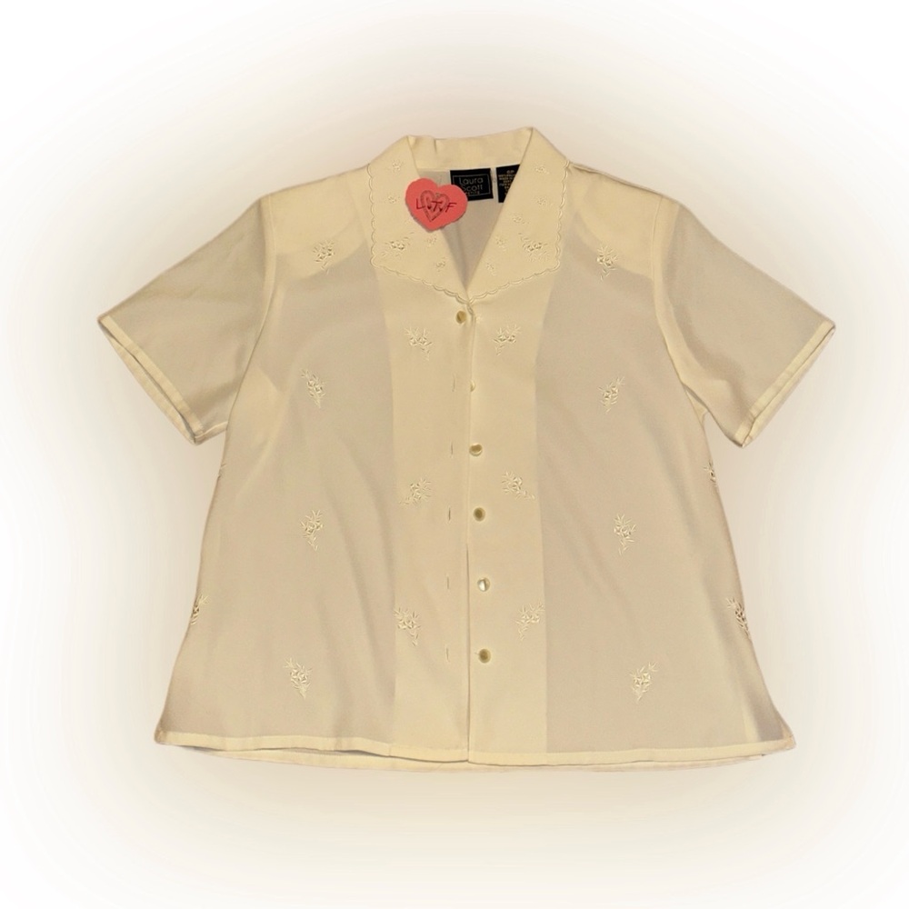 Vintage 90s Sheer Floral Button Up Blouse